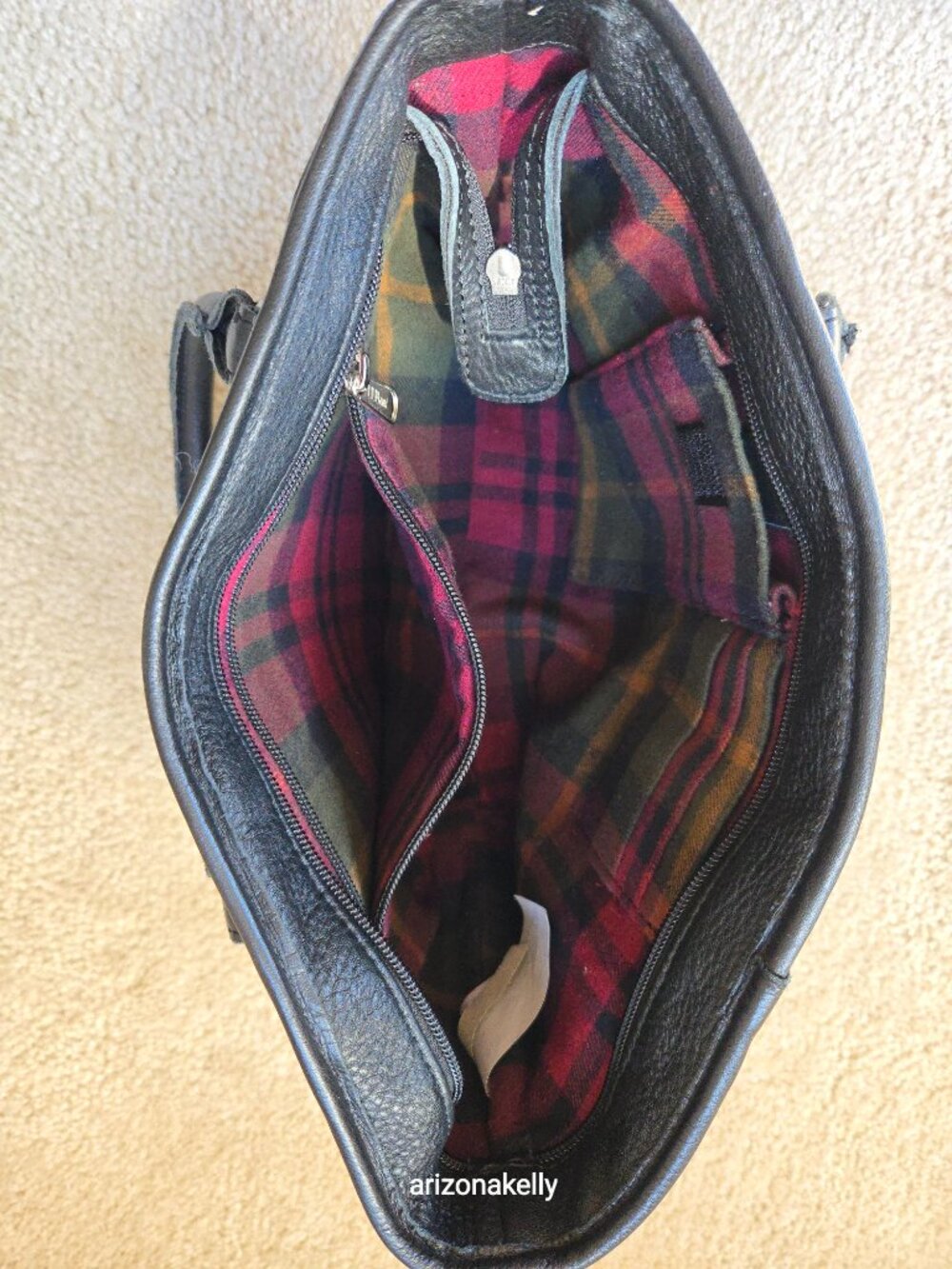 NWOT L.L. Bean Wool & Leather Satchel Handbag Purse Bag Plaid Lining - Picture 9 of 16